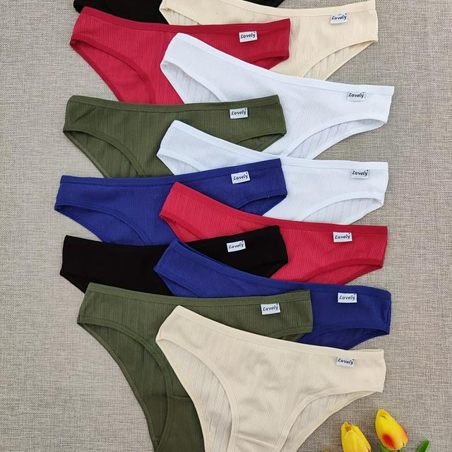 TEMU Pack de 12 Cuecas de Cintura Descida às Riscas para Mulher