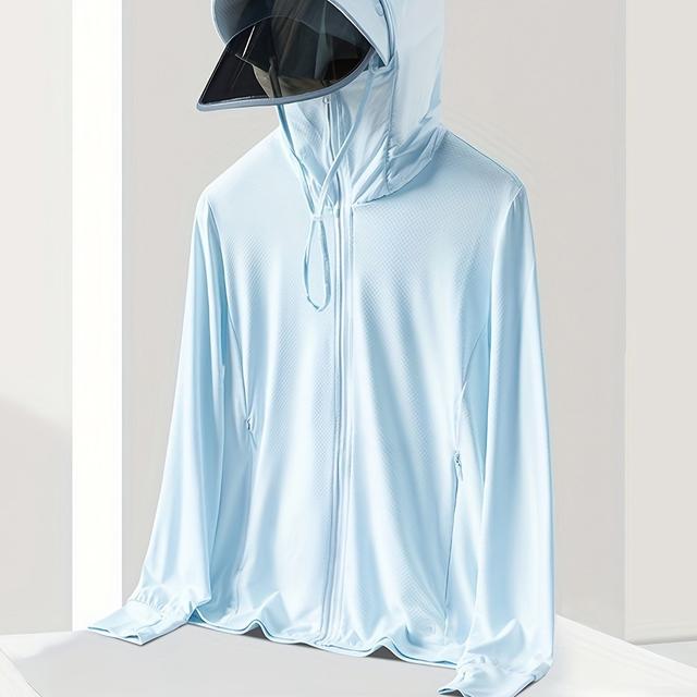 TEMU 女性用軽量UPF50+パーカー、バイザー&アームカバー付き - ジム・ヨガ・アウトドア活動向けクーリングサマースポーツウェア - タイプC最安値、ミニマリストスポーティデザイン、滑らかなテクスチャーファ