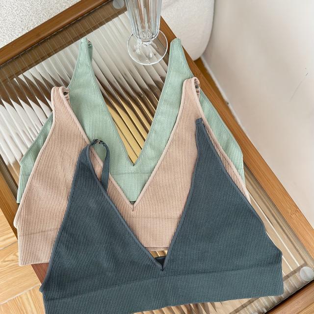 TEMU 3 Pcs Women's Soft Friendly Ribbed Bra, Comfortable Adjustable No Steel Ring Camisole Bra, Women's Lingerie & Underwear