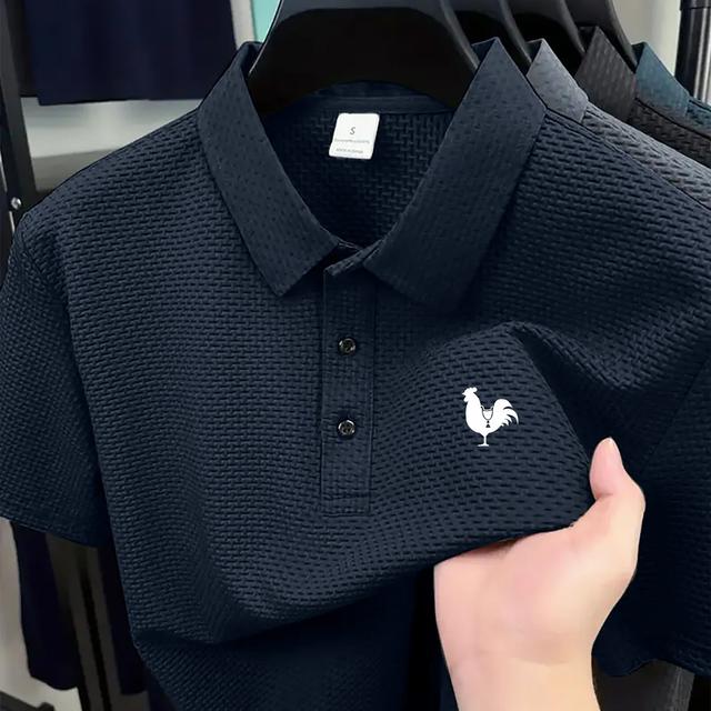 TEMU Men's Plus Size Shirt - White With , Short Sleeve, Button-up Collar, Stretchy & Breathable Fabric, Casual Summer Golf Shirt, Casual Golf Attire | Logo Shirt | Smooth Texture Shirt, Plus Size