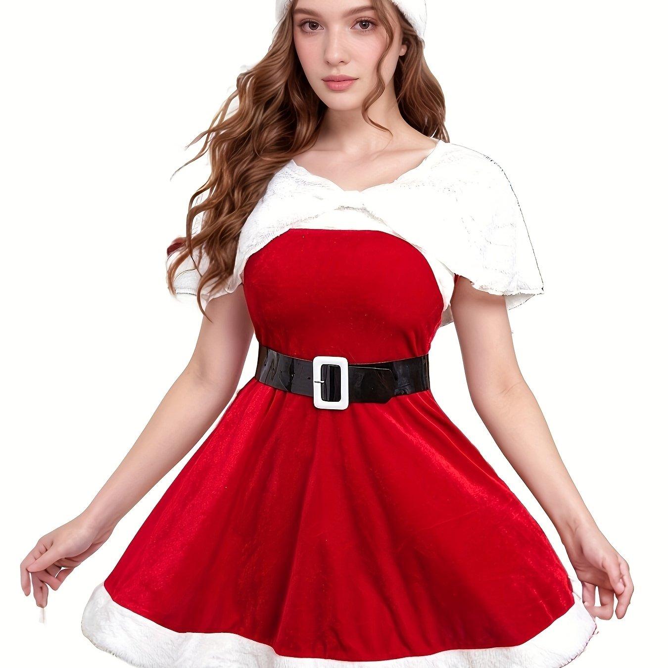 TEMU Weihnachtskostüme für Erwachsene, Bühnenoutfits, Weihnachtselfen, Weihnachtsmann und Prinzessinnen-Kleidersets