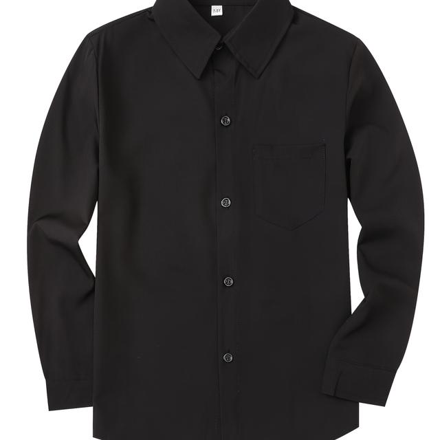 TEMU Classic Long-sleeve Shirt For Boys With Pockets