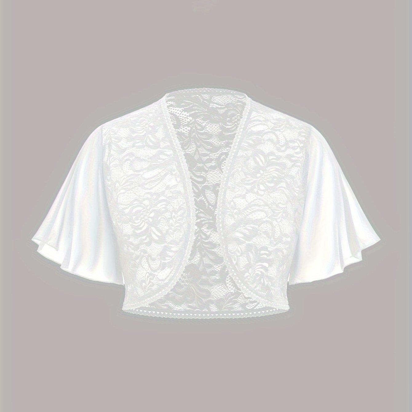 TEMU Plus Size, European And Women's Spring-summer New Arrival Chiffon Sleeve Contrast Lace Bolero Shoulder Top Oversized Cardigan