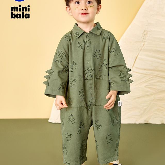 TEMU رومبير بناتي مينيبالا - بذلة فضفاضة بطبعة متحركة مع جيوب، مريحة لجميع ، سهلة تغيير الحفاضات، مثالية للعب في الهواء الطلق والملابس الكاجوال، طقم أولادي، ملابس مرحة، ملابس مريحة، مثالية للخارج