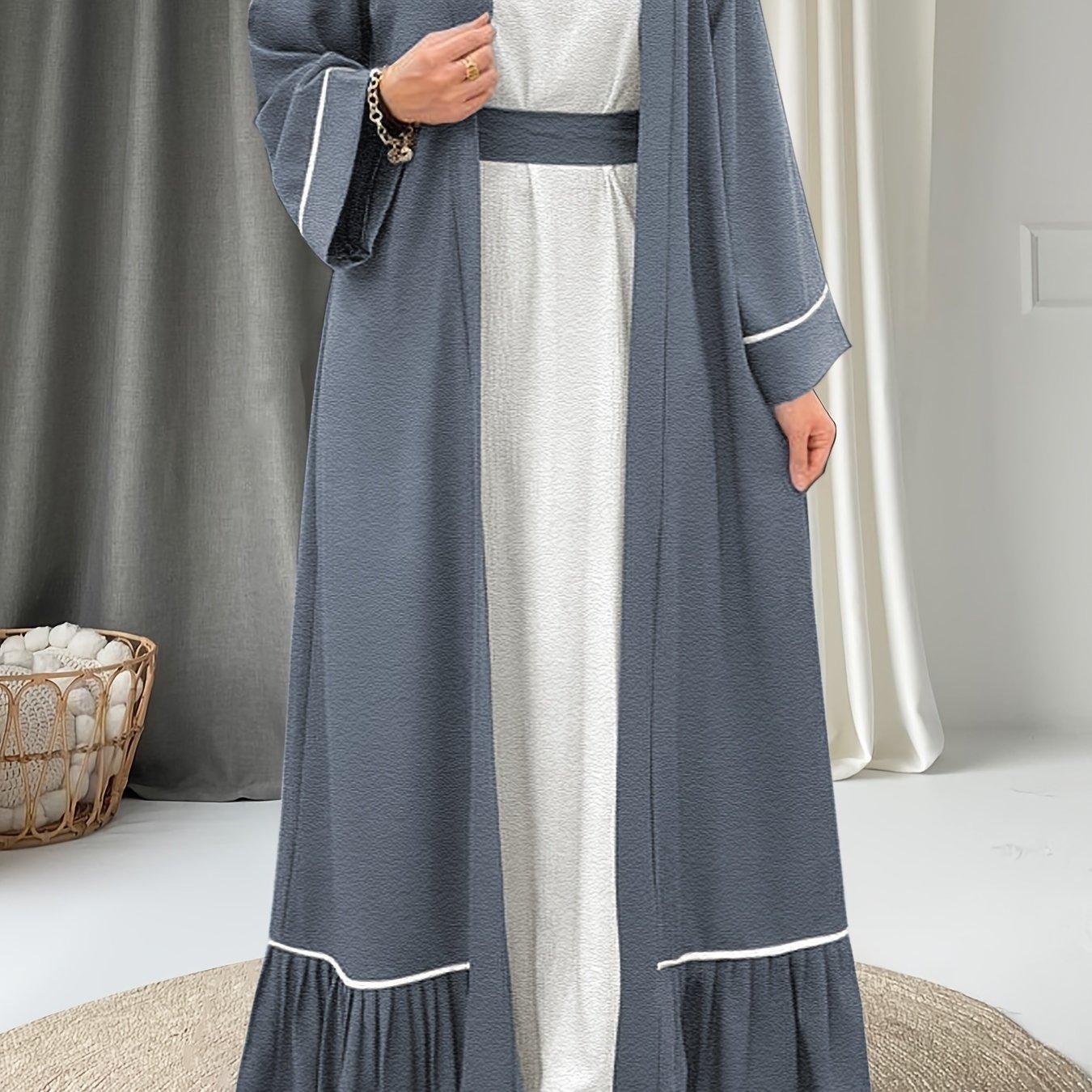 TEMU Ensemble 2 pièces pour femme, style moyen-oriental musulman, comprenant une longue robe unie et un manteau de chambre