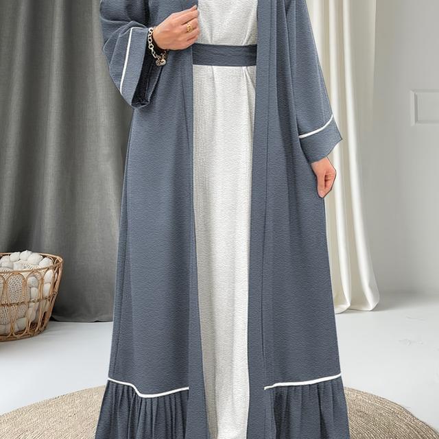 TEMU Ensemble 2 pièces pour femme, style moyen-oriental musulman, comprenant une longue robe unie et un manteau de chambre