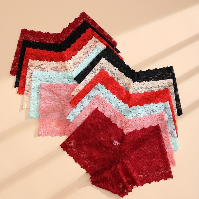TEMU 12pcs Women's Sexy Lace Panties For Women Floral Hollow Transparent Underwear Seamless Plus Size Shorts Underpants