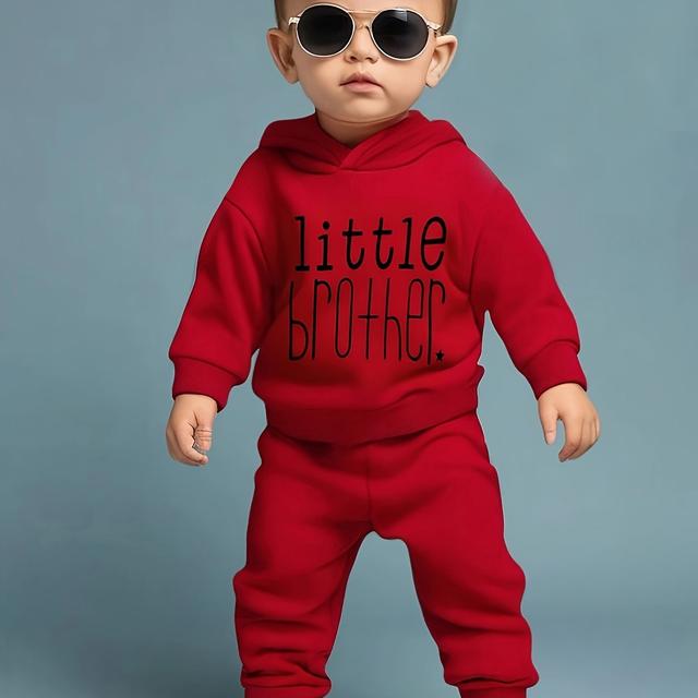 TEMU Ensemble pièces "" à capuche et pantalon imprimé lettres pour garçons, automne/hiver, idéal pour l'extérieur