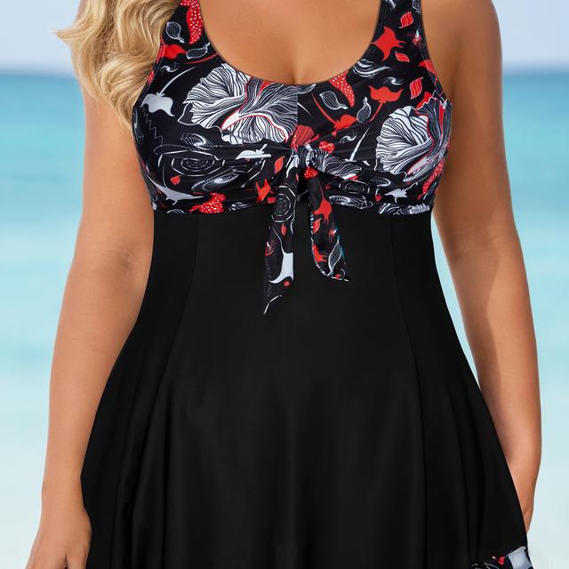 TEMU Ensemble pièces à imprimé d'océan avec pantalon carré, tankini grande taille pour femmes.