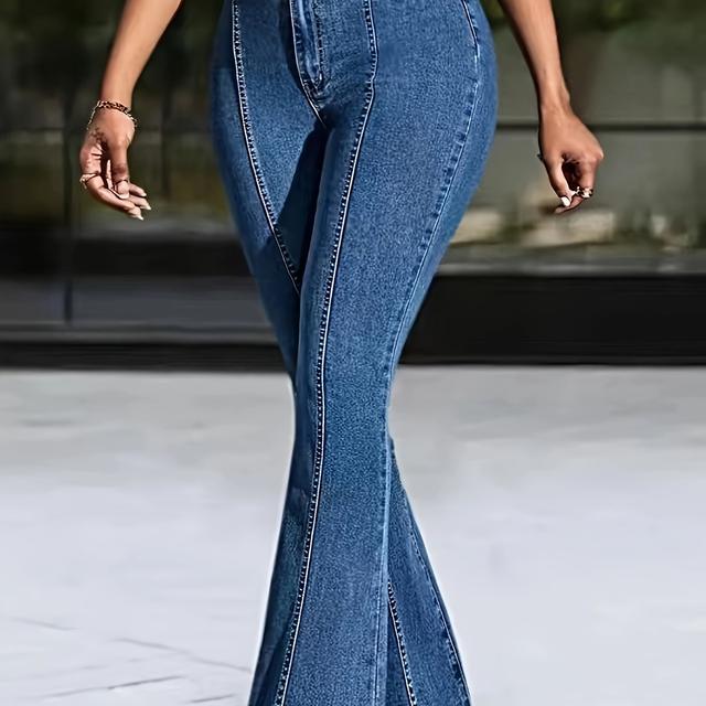 TEMU Damernas Mode Mångsidiga Högmidjade Stretch Flared Jeans