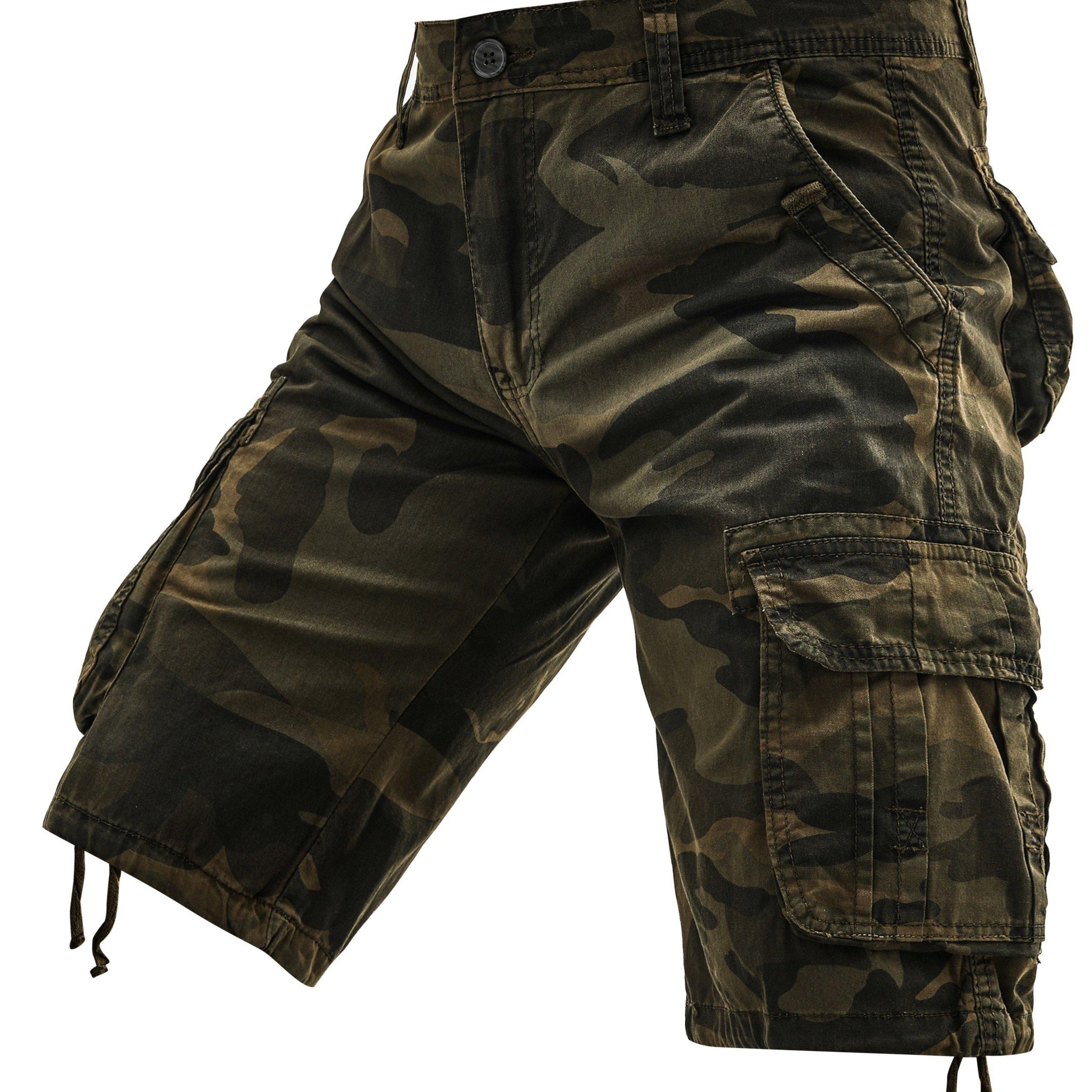 TEMU Shorts Cargo Camouflage pour Hommes Grande Taille - Multiples Poches, Respirants et Confortables, Style Élégant, PLUS SIZE