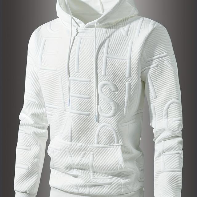 TEMU Jacquard Letter Hooded Sweatshirt