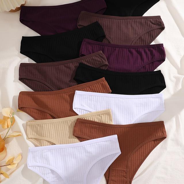 TEMU 12-teiliges Set Damen-Slips für Herbst und Winter – Einfarbige, bequeme Unterhosen