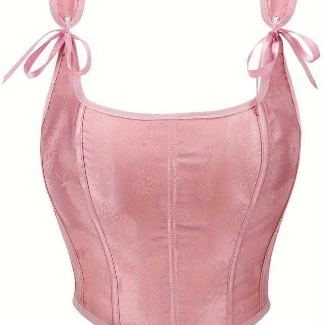 TEMU Elegante Corpete De Espinha De Sólido, Top De Corpete Com De Amarração Em Cetim, Lingerie E Roupa Interior Feminina