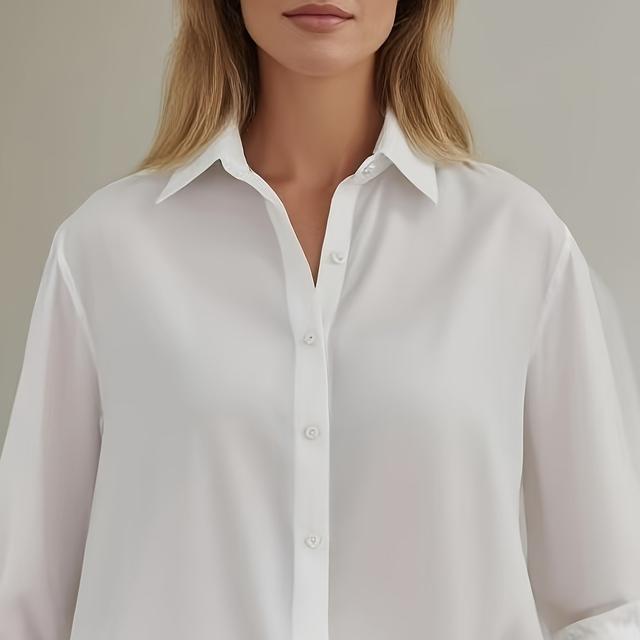 TEMU Plus Size - Plus-size Women' Shirt With A Collar, Featuring A High-quality Feel, Loose Fit That The Figure, And Versatile Styling Inspiration Suitable For Various Styles (workplace/casual), Etc.