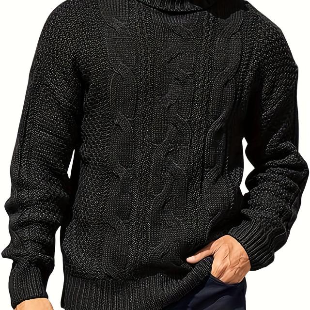TEMU Plus-size Men's Knit Pullover Sweater, Plus Size