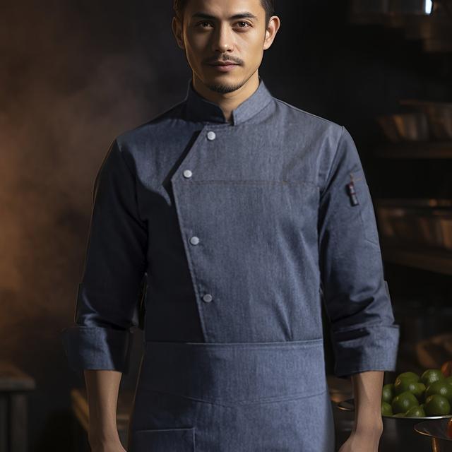TEMU Abbigliamento da lavoro da chef di fascia a maniche lunghe, per occidentale, hotel, cucina di retro, , uniforme da chef per