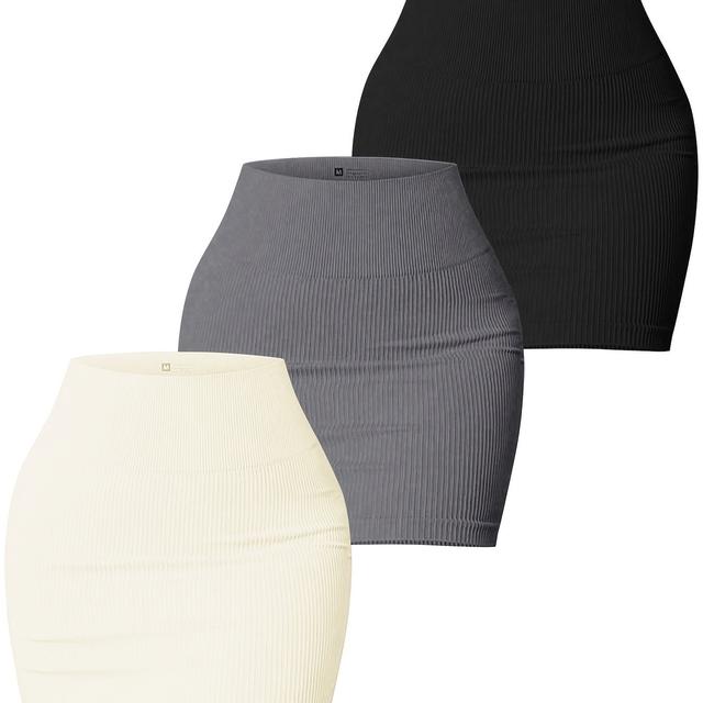 TEMU 3 pièces Jupes Sportives Couture Taille Haute pour Femmes, pour un Look Décontracté