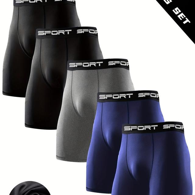 TEMU Pack de 5 Pantalones Cortos de Fitness para Hombre, Pantalones Deportivos de con Estampado de , Mallas de Compresión de Entrenamiento de Baloncesto de Elasticidad y Secado Rápido