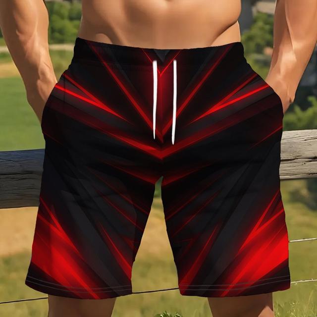 TEMU กางเกงขาสั้นลำลองผู้ชาย ดีไซน์ทรงเรขาคณิต ทันสมัย ผ้าโพลีเอสเตอร์ยืดหยุ่นเล็กน้อย ใส่สบาย เหมาะสำหรับใส่เล่นกีฬาและใส่ในชีวิตประจำวัน