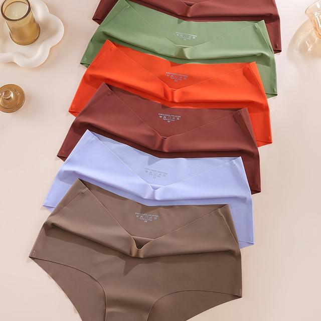 TEMU 6pcs High-waisted Plus Size Fabric Women's Panties, Comfortable Briefs For S And Breathable Underwear