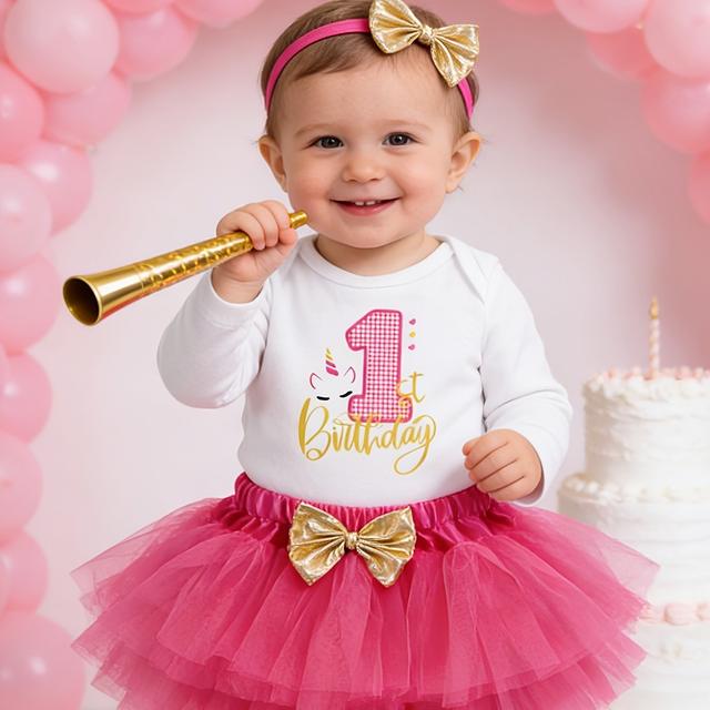 TEMU Set di 3 vestiti da festa per , completo e con abito da a maniche lunghe in harem mesh e accessori per capelli, vestito da festa per la festa di compleanno, per esterni