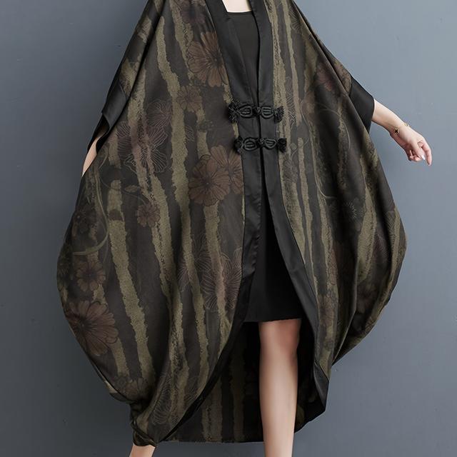 TEMU Trench coat in stile giapponese con bottoni a vento, moda retrò, maniche a tre , capispalla ed elegante