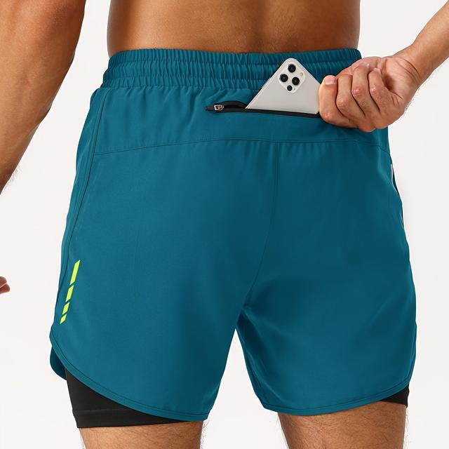 TEMU Męskie szorty 2w1 do biegania i fitnessu z tylną kieszenią na zamek