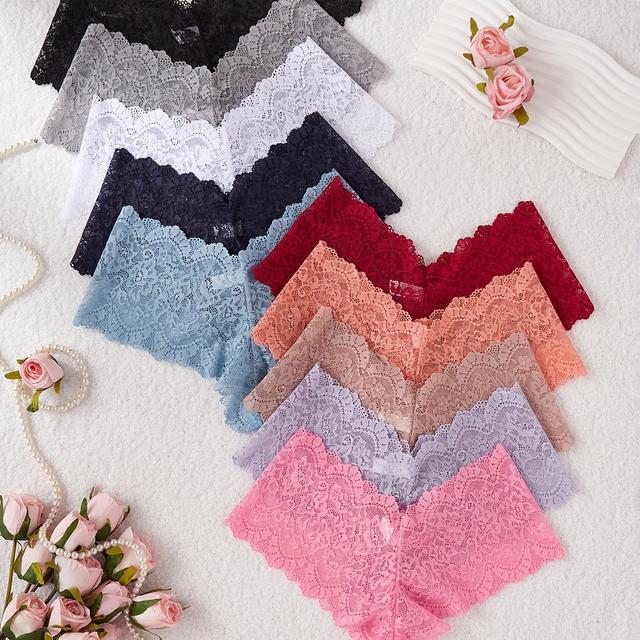 TEMU Women's Lace Sexy Briefs, 10-pack