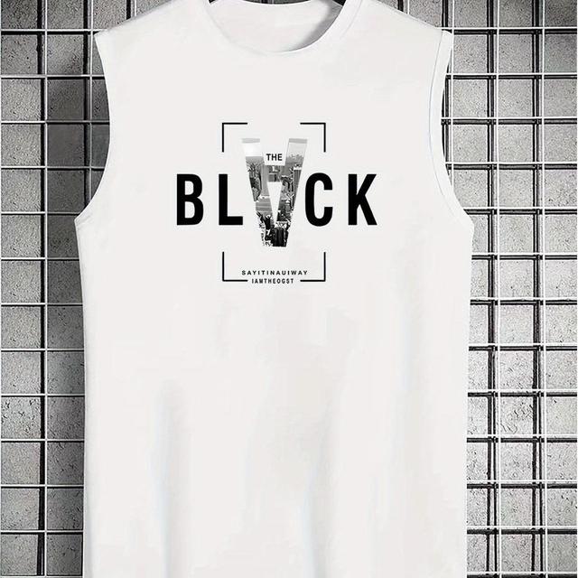 TEMU เสื้อกล้ามแฟชั่นฤดูร้อนสำหรับผู้ชาย - คอกลมสไตล์ลำลอง, ผ้าโพลีเอสเตอร์และสแปนเด็กซ์ยืดหยุ่น, เสื้อแขนก