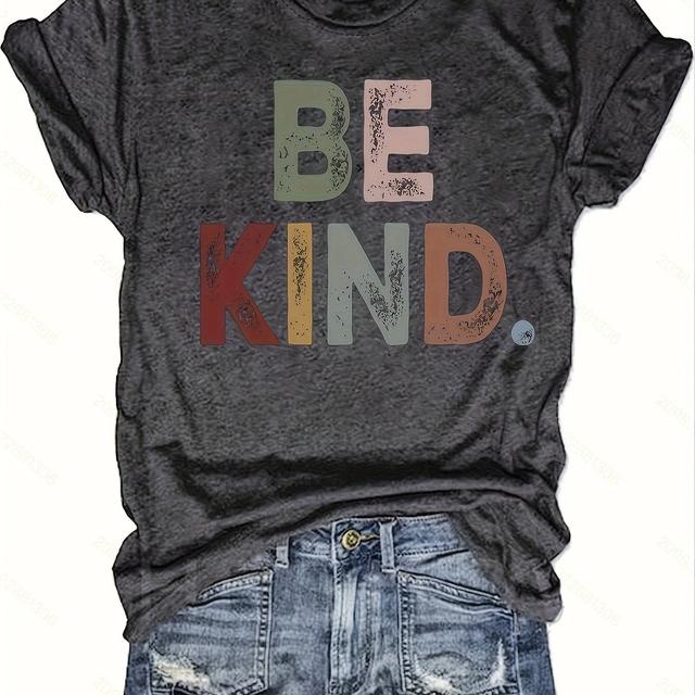 TEMU Trendy Women's Graphic Tee - Casual Short-sleeve Crew Neck Top - Light And Breathable For Spring And Summer Outfits