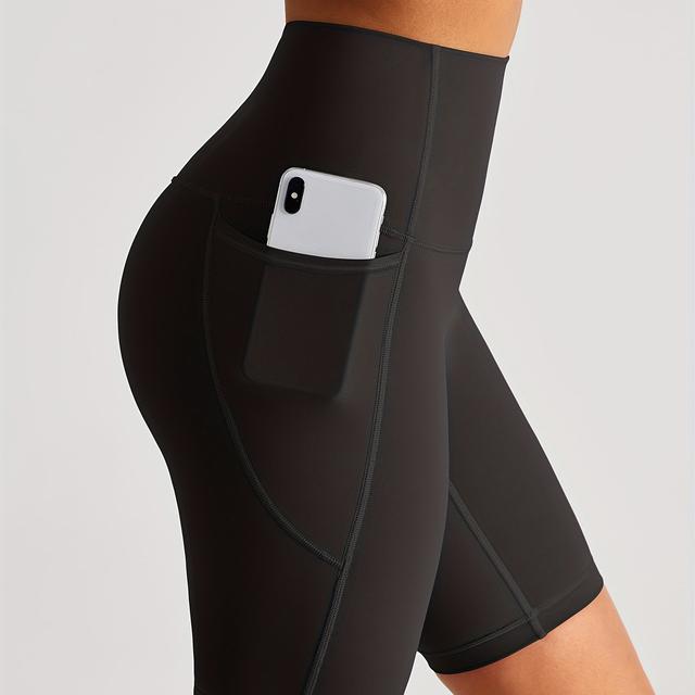 TEMU Fashionable Women's Yoga Shorts, Breathable For Workouts, Easy Solid Color Yoga Pants For Fitness And Push-ups