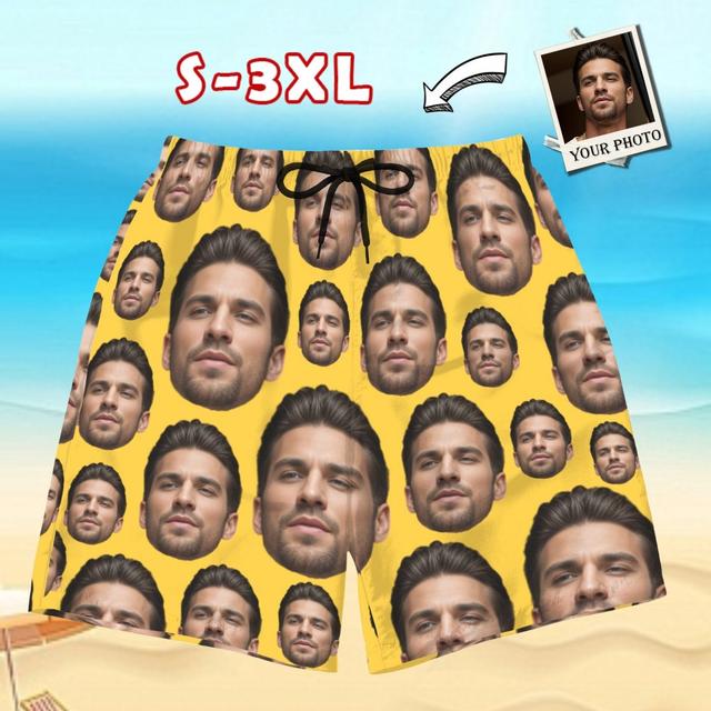 TEMU Gepersonaliseerde portretfoto print zwemshorts voor heren, nieuwe en stijlvolle shorts voor zomerse strandfeesten en vrijetijdskleding voor de vakantie.