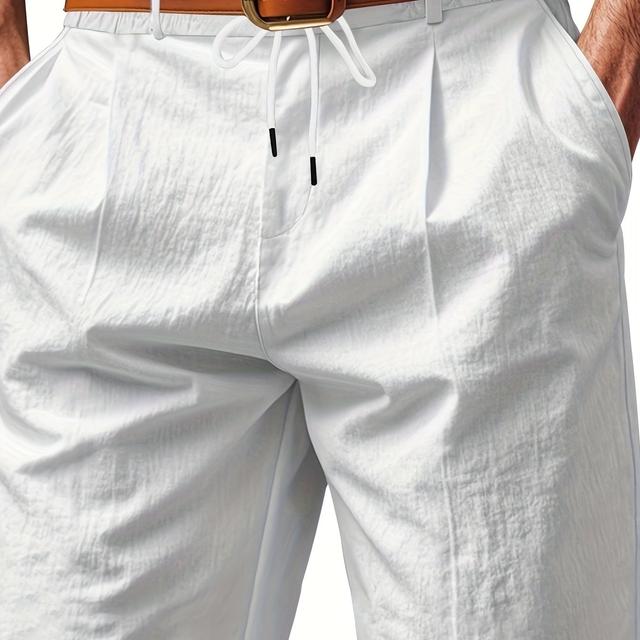 TEMU Shorts américains décontractés en lin pour hommes - Respirants, non extensibles, couleur unie, coupe régulière avec poches, tenue décontractée|Style décontracté|Shorts à poches