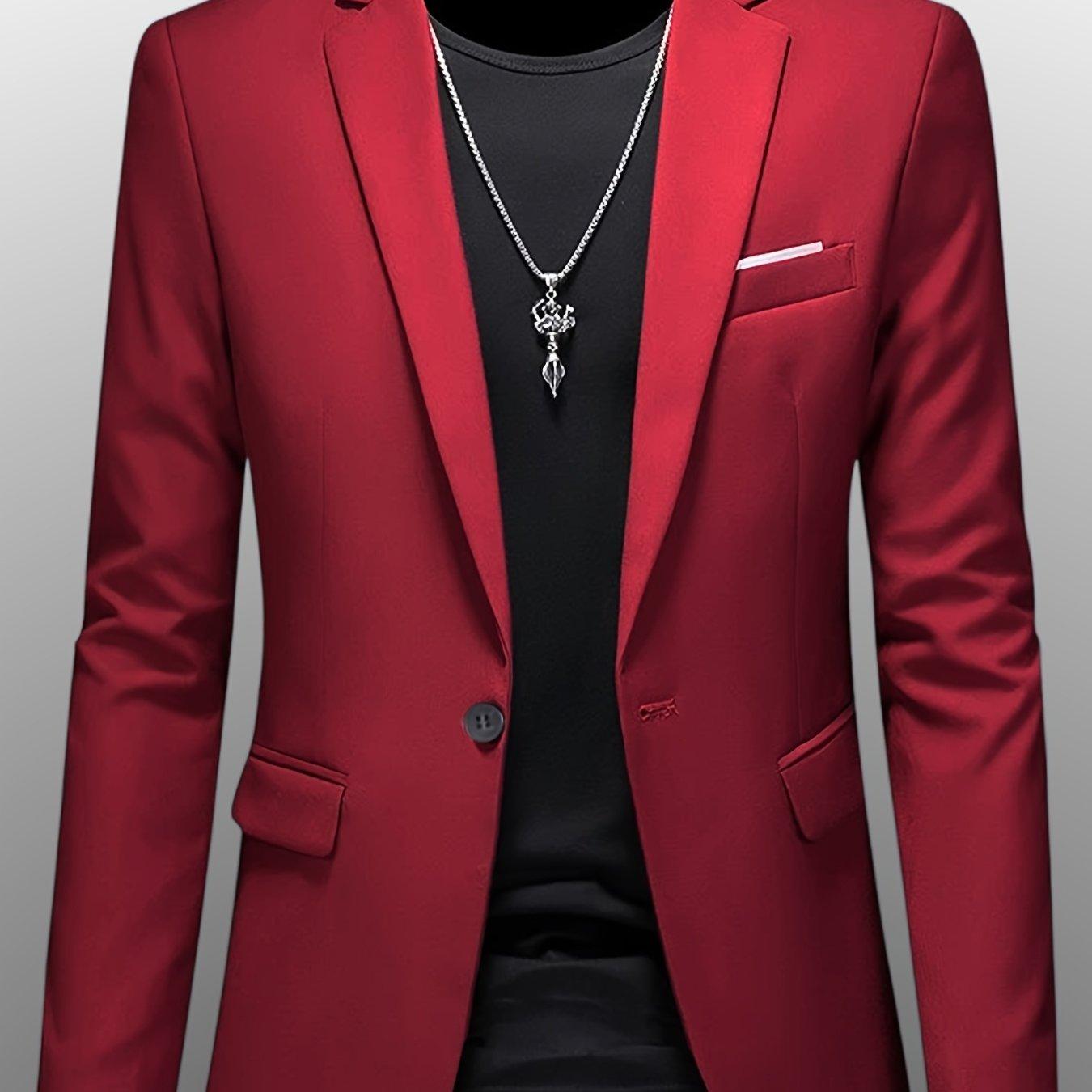 TEMU ' Color Light Business Suit - Casual Suit Jacket - Korean Slim Fit British Style Top - 3d Tailoring, Suitable For Wearing On Formal Occasions