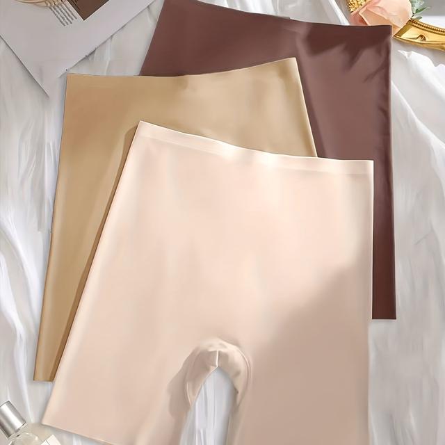 TEMU 3 Piezas de Bragas Boyshort de Cintura para Mujer - Completa Sin Marcas, Control de Abdomen, Antideslizantes, Lavables a Máquina, Color Sólido (Línea Elegante)