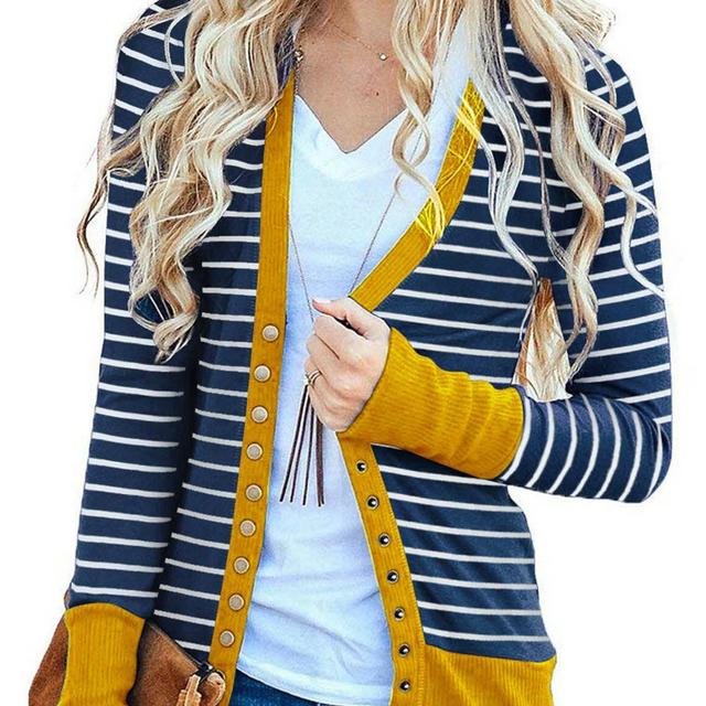 TEMU Women's Button Cardigan Long Sleeve Tops Shirts Outwear Solid Ribbed Open Front Cardigan Sweaters
