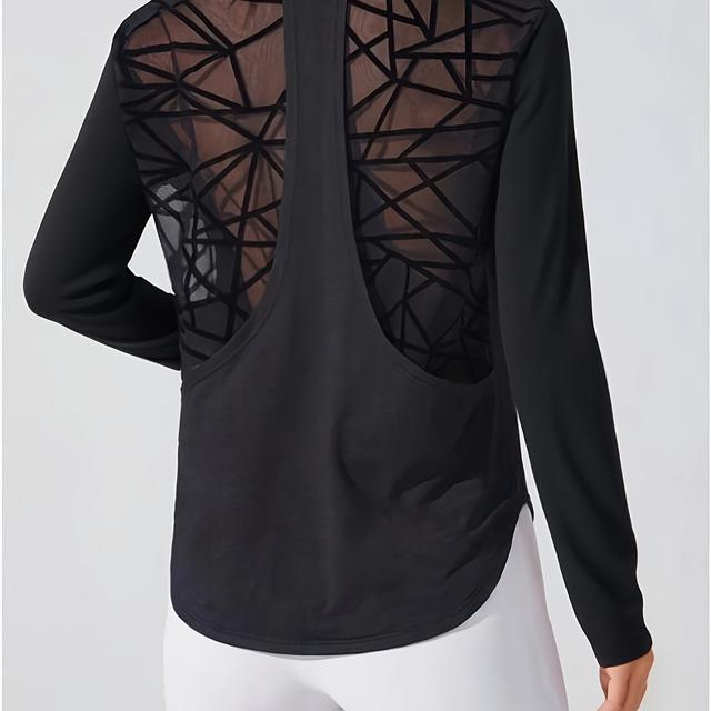 TEMU Damen Yoga Top, locker und atmungsaktiv, schnelltrocknend, mit einem stilvollen Rückendesign, für Training und Fitness, mit langen Ärmeln.