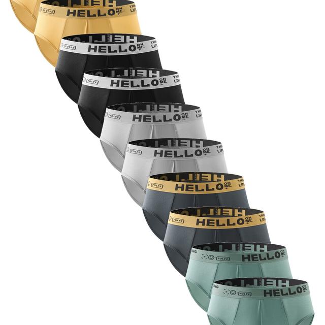 TEMU 10er-Pack Herren-Unterwäsche mit HELLO-Dreieck und Buchstaben-Gürtel im Street-Style