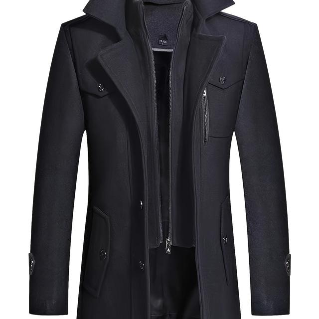 TEMU Chaqueta de Tweed para Hombre Otoño Invierno 2025 con Cuello Doble Desmontable y Hombreras