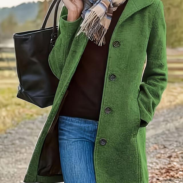 TEMU Hosszú női kabát egyszínű, stílusos és hétköznapi, kiváló minőségű felsőruházat