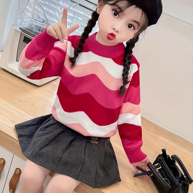 TEMU Girls' Fleece Sweater For Autumn And Winter, A Versatile Casual Top