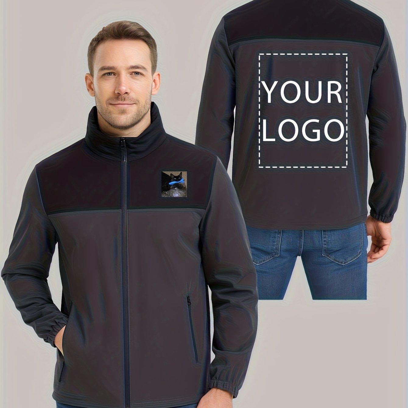 TEMU Personalization - Customizing Men's Windbreakers: Choose Your Pattern Or Logo. -up Collar And Pockets Ideal For Outdoor Activities And Strolls During And Winter