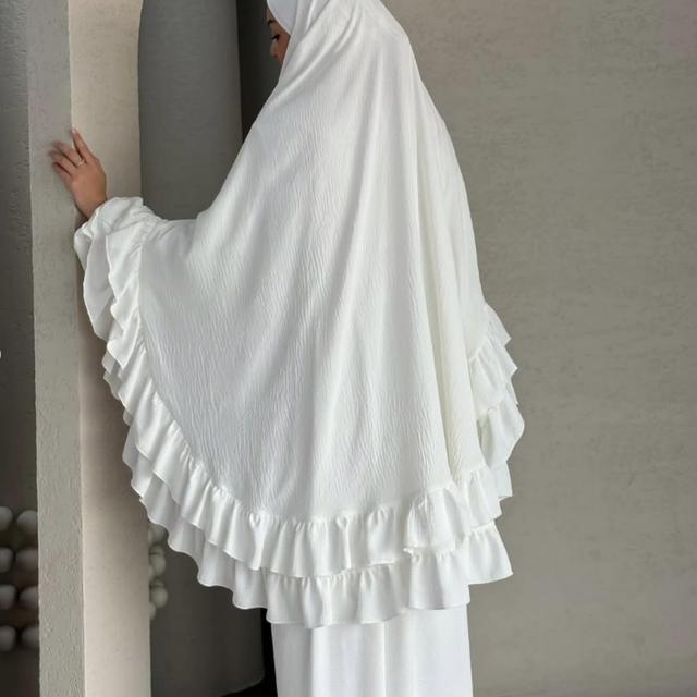 TEMU Plus Size - Plus Size - Middle Eastern Dubai Solid Color Long Robe Dress Two-piece Set With Headscarf And Large Veil P111