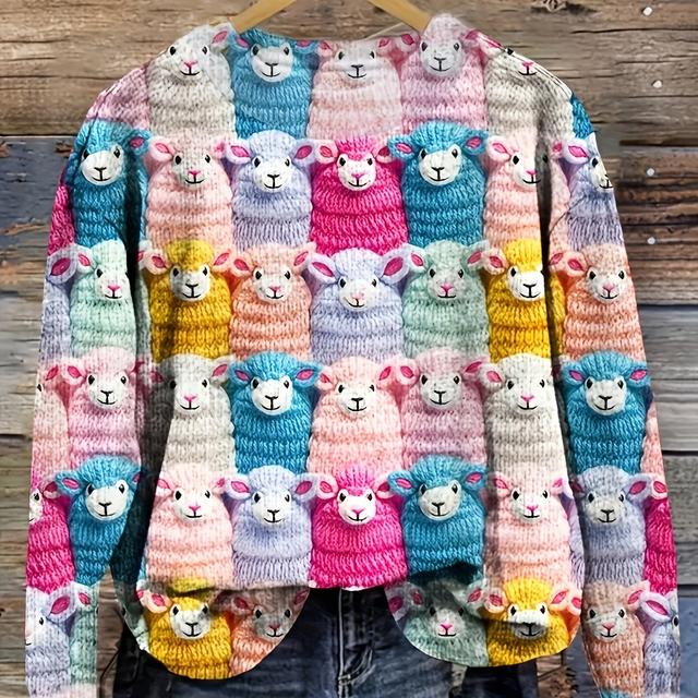 TEMU Plus Size - 3d Printed Casual Sweater With Colorful