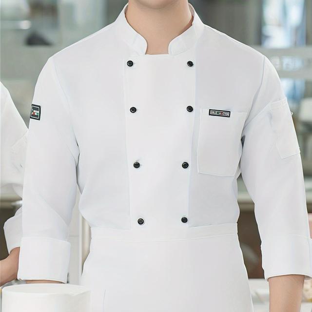 TEMU Uniformes de chef à manches longues pour et , adaptés aux restaurants d'hôtel, aux cuisines, aux boulangeries, aux de occidentaux et aux cafétérias scolaires, conçus pour les chefs masculins