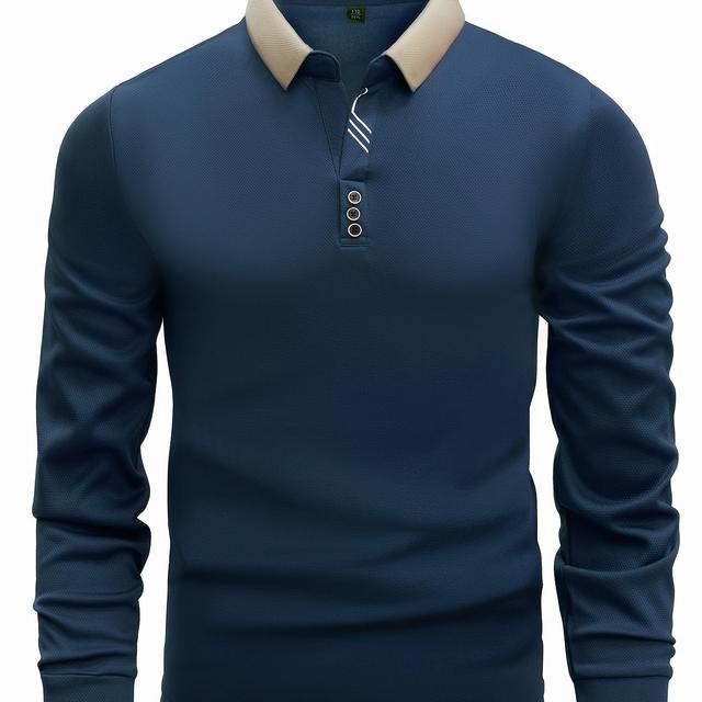 TEMU Men's Collared Shirt, Lightweight And Breathable Top For All , V-neck Casual T-shirt Suitable For Sports, Training, Work, And Commuting