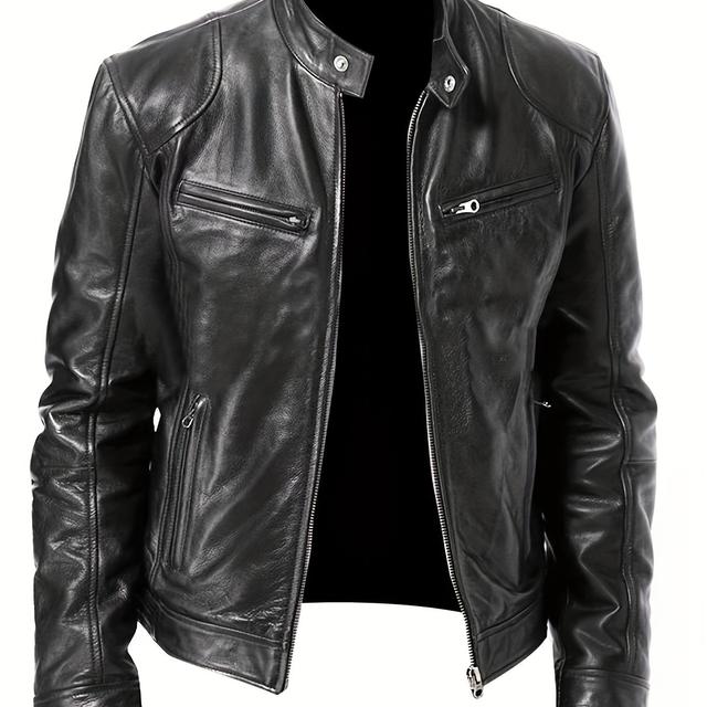 TEMU Herrenjacke mit Stehkragen, mehreren und dekorativen Streifen - lässiger Windbreaker für Reiten, Jacke mit Reißverschluss|Stilvolle Jacke|Jacke