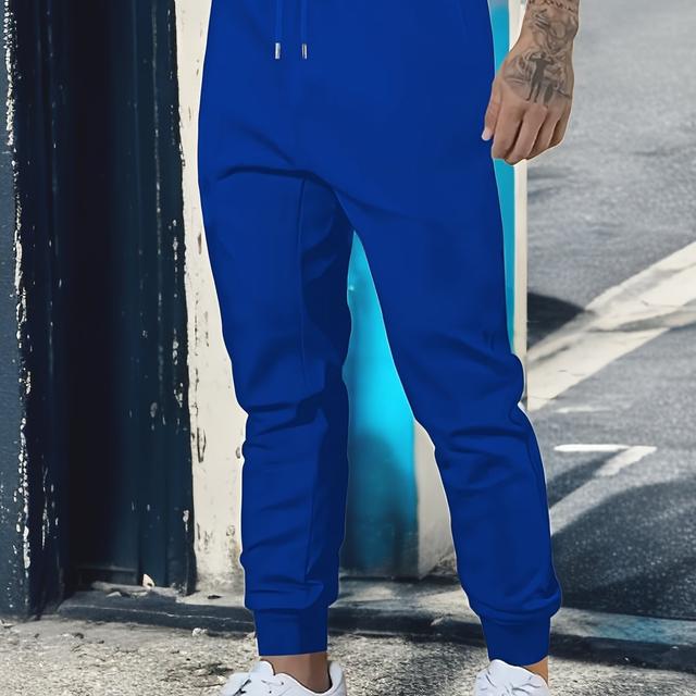 TEMU Pantalones Deportivos Casuales para Hombre con Cintura Elástica y Cordón - Ligeros, Cómodos, de Poliéster con Bolsillos, Lavables a Máquina,