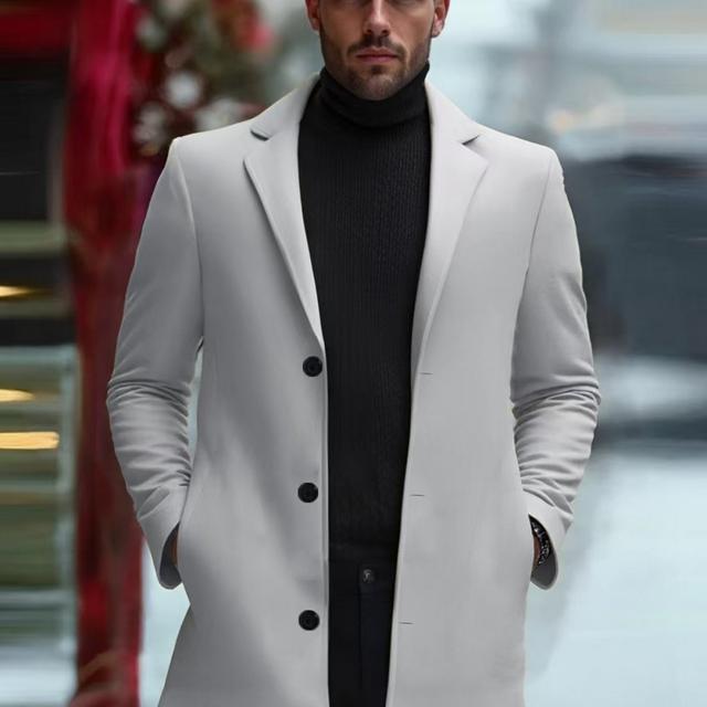 TEMU 2025 Abrigo de Tweed Elegante y Casual para Hombre, Ajustado y Mediano, Capa con Forro Polar, Moda -Otoño